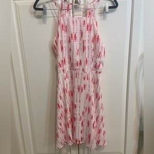 NWT Aqua dress from Bloomingdale’s, size small, white and coral